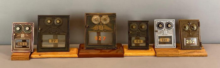 Group of 6 Antique US Post Office Box Doors