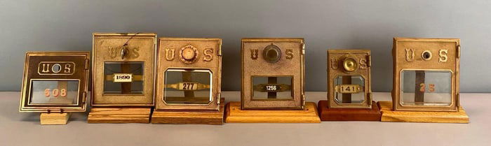 Group of 6 Antique US Post Office Box Doors