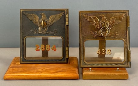 Group of 2 Antique US Post Office Box Federal Eagle Doors