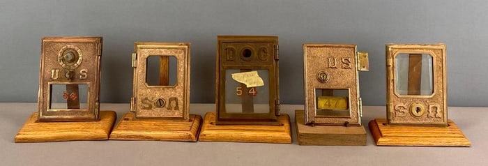 Group of 5 Antique US Post Office Box Doors