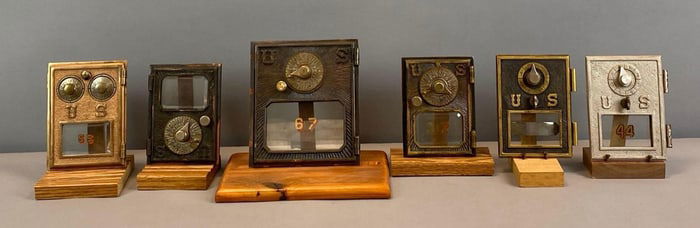 Group of 6 Antique US Post Office Box Doors