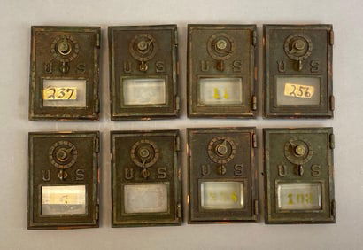 Group of 8 Antique US Post Office Box Doors