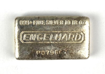 Engelhard 10 oz .999 Fine Silver Ingot/ Bar