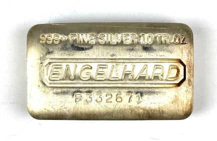 Engelhard 10 oz .999 Fine Silver Ingot/ Bar