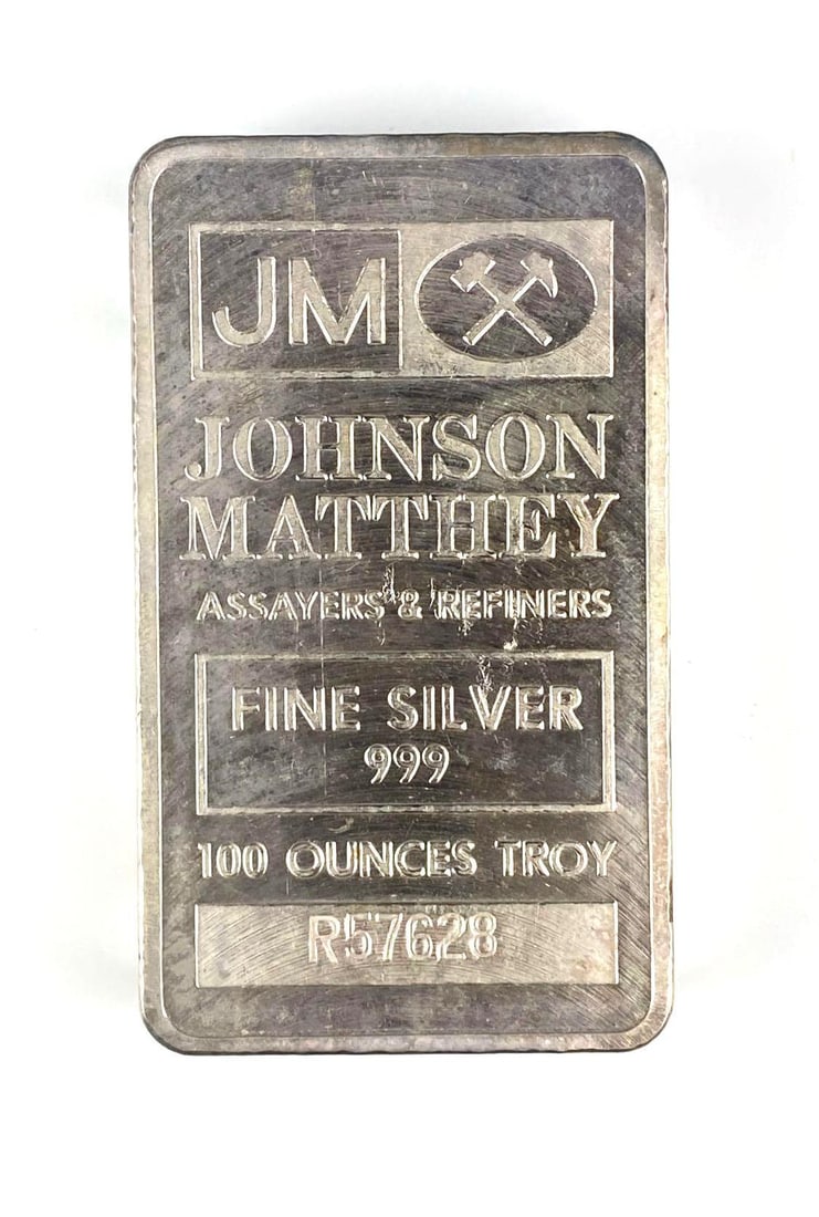 Johnson Matthey 100 oz .999 Fine Silver Ingot/ Bar (1 of 3)