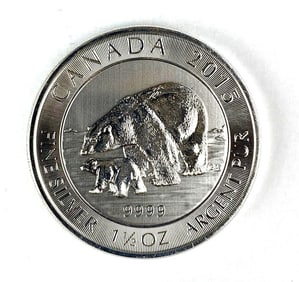 2015 Canada $8 Polar Bear 1.5 oz .999 Fine Silver Coin