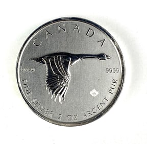 2020 Canada $10 Goose with Maple Leaf Privy 2 oz .999 Fine Silver Coin