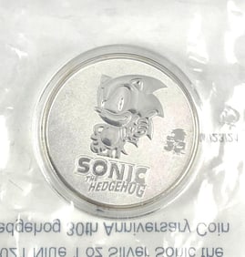 2021 NIUE $2 Sega Sonic the Hedgehog 30th Anniversary 1 oz .999 Fine Silver Coin