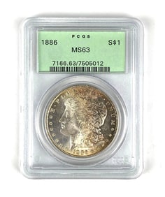 1886 US Silver Morgan Dollar PCGS Graded MS63