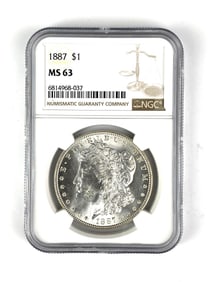 1887 US Silver Morgan Dollar NGC Graded MS63