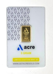 Acre 5 Gram .999 Fine Gold Ingot/ Bar