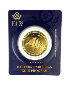 2021 Eastern Caribbean Central Bank $10 EC8 Anguilla Boat 1 oz .999 Gold Coin