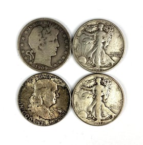 Group of 4 US Silver Half Dollars