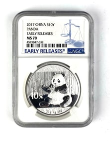 2017 China 10 Yuan Panda NGC Graded MS70