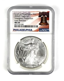2020 P US Silver Eagle $1 NGC Graded MS69