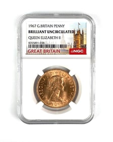 1967 Great Britain Penny BU NGC Graded