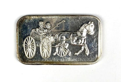 Silvertowne Horse and Buggy 1 oz .999 Fine Silver Ingot/ Bar