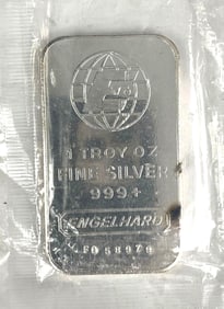 Engelhard 1 oz .999 Fine Silver Ingot/ Bat