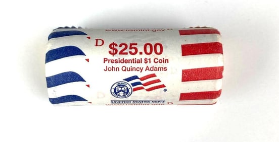 $25 Roll of US Presidential $1 John Quincy Adams Coins
