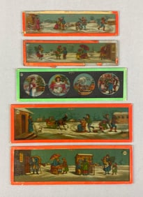 Group of 5 Antique EP Magic Lantern Projector Christmas Slides