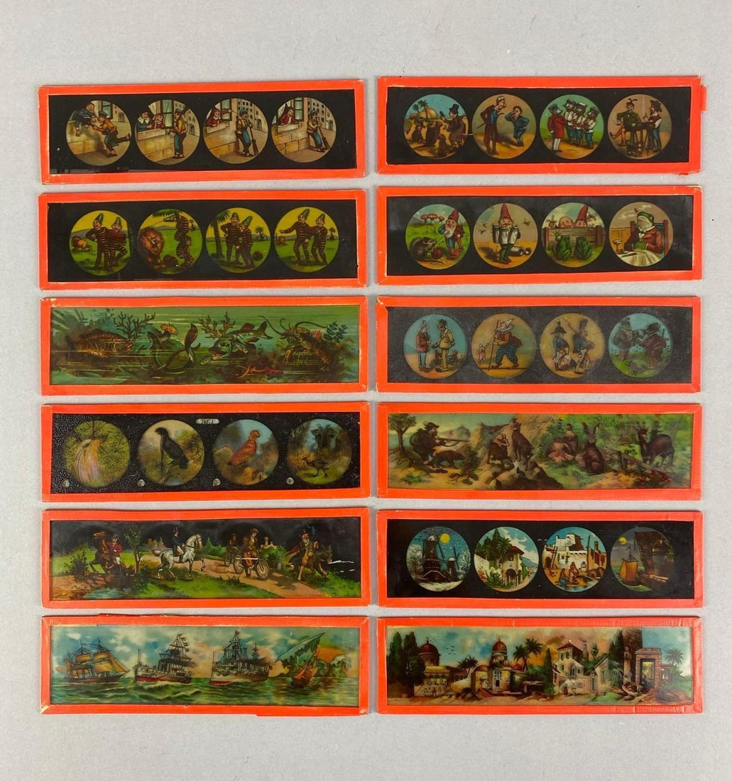 Group of Antique Magic Lantern Projector Slides (1 of 3)