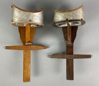 Group of 2 Antique Handheld Wood Stereoscopes
