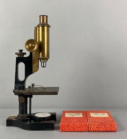 Antique Bausch and Lomb Optical Microscope with Slides