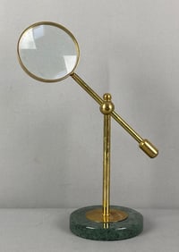 Brass and Marble Adjustable Desk Magnifying Glass
