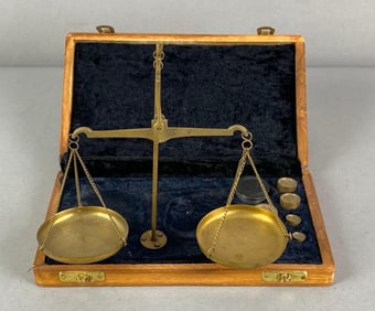 Antique Brass Travel Balance Scale