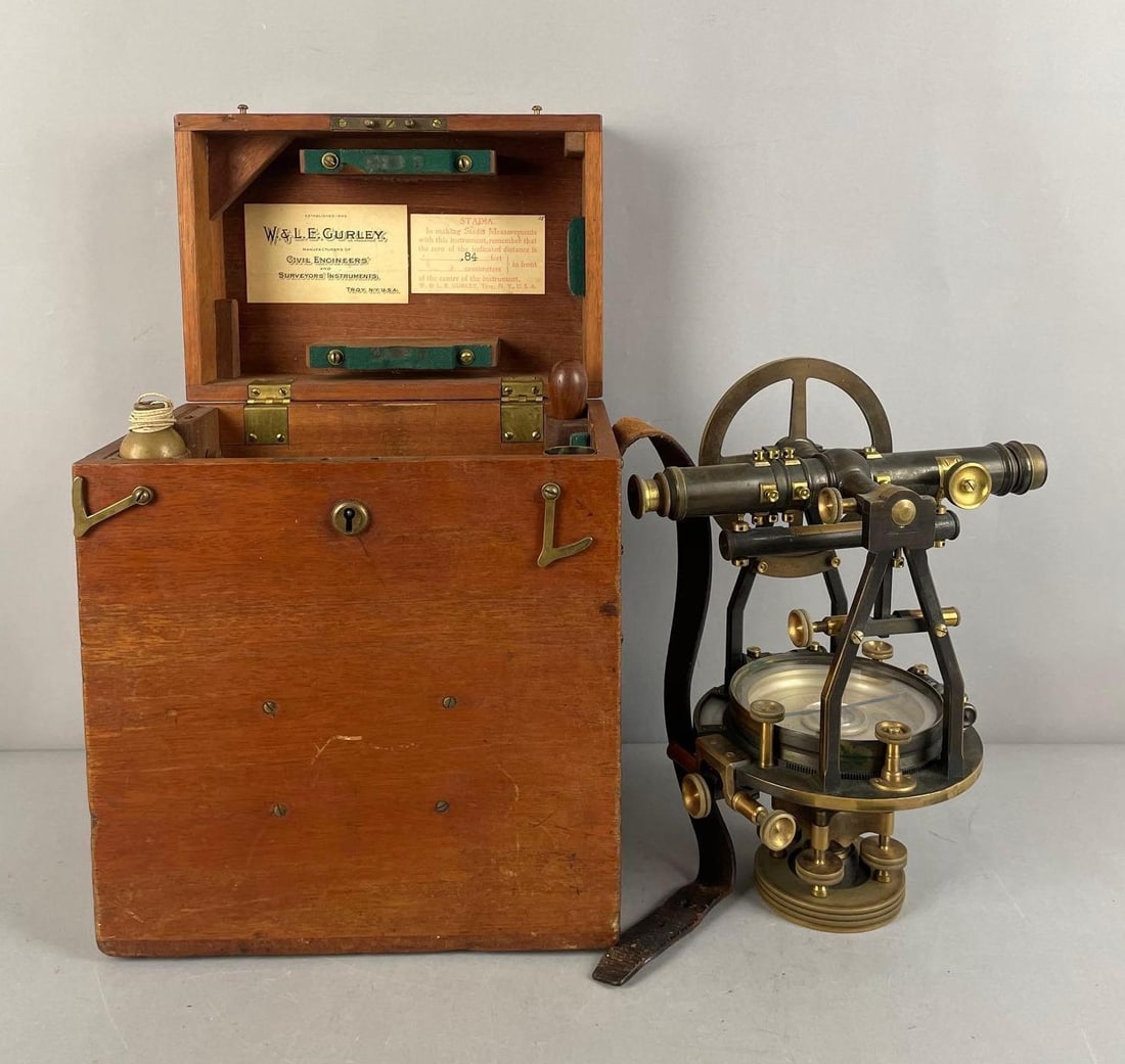 Vintage W. and L.E. Gurley Brass Transit with Case (1 of 4)