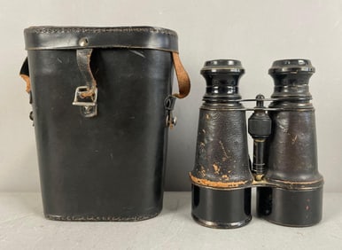 Antique French Field Binoculars with Case