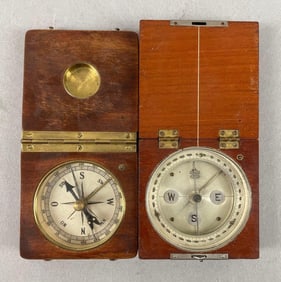 Pair of Antique Wood Compasses