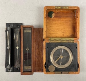 Group of Antique Trough Compasses and More