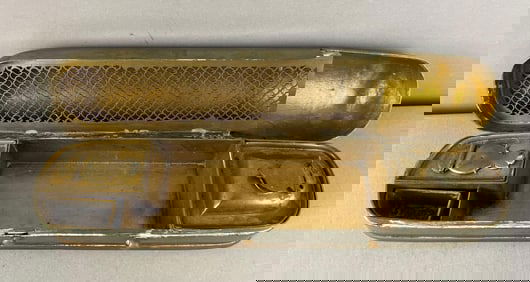 Antique Brass Traveling Ink Well / Pen Case