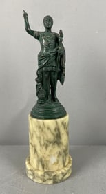 Bronze and Marble Augustus Roman Emperor Miniature Statue