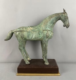Ethan Allen Cast Metal Tang Chinese Horse Statue