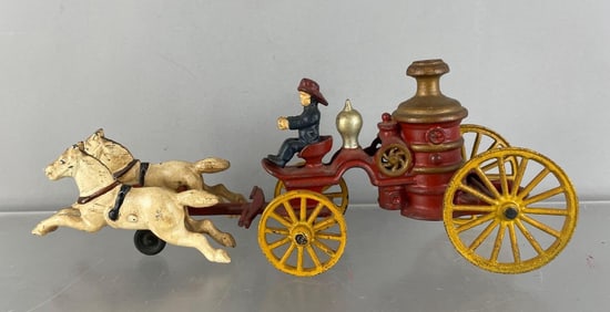 Reproduction Cast Iron Horse Drawn Fire Pumper Wagon