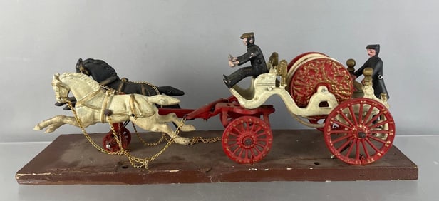 Reproduction Cast Iron Horse Drawn Fire Wagon