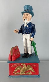 Reproduction Cast Iron Uncle Sam Mechanical Bank