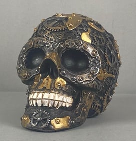 Rainbow Inc Steampunk Gearhead Resin Human Skull