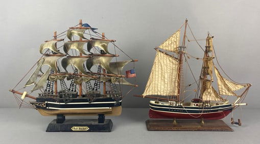Group of 2 Wood Sailing Ship Models