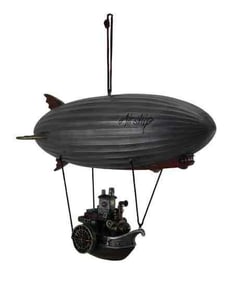 Veronese Design Steampunk Airship with Gondola Resin Figurine