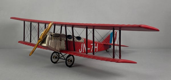 Red Curtiss JN-4H Jenny Biplane Model
