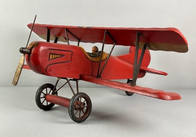 Handmade Wood Bi-Plane Model