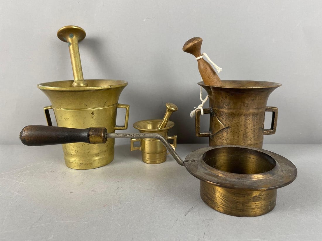 Group of Brass and Bronze Mortar and Pestles (1 of 2)