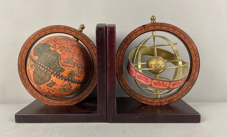 Pair of Latin Inspired Globe Bookends