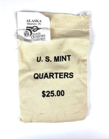 US Mint $25 Alaska P State Quarter in Original Canvas Bag
