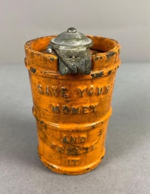 Antique “Save your Money And Freeze it?? Coin Bank
