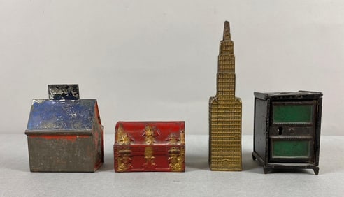 Group of 4 Antique Toy Coin Banks