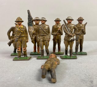 Group of 8 Cast Iron WW1 Toy Soldiers